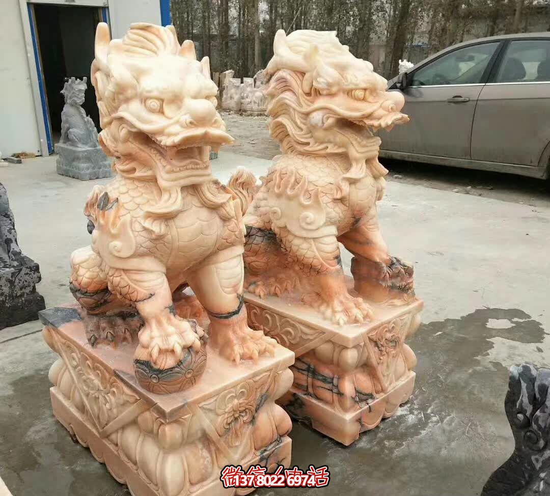 庭院别墅镇宅晚霞红石雕麒麟雕塑 庭院别墅镇宅晚霞红石雕麒麟雕塑