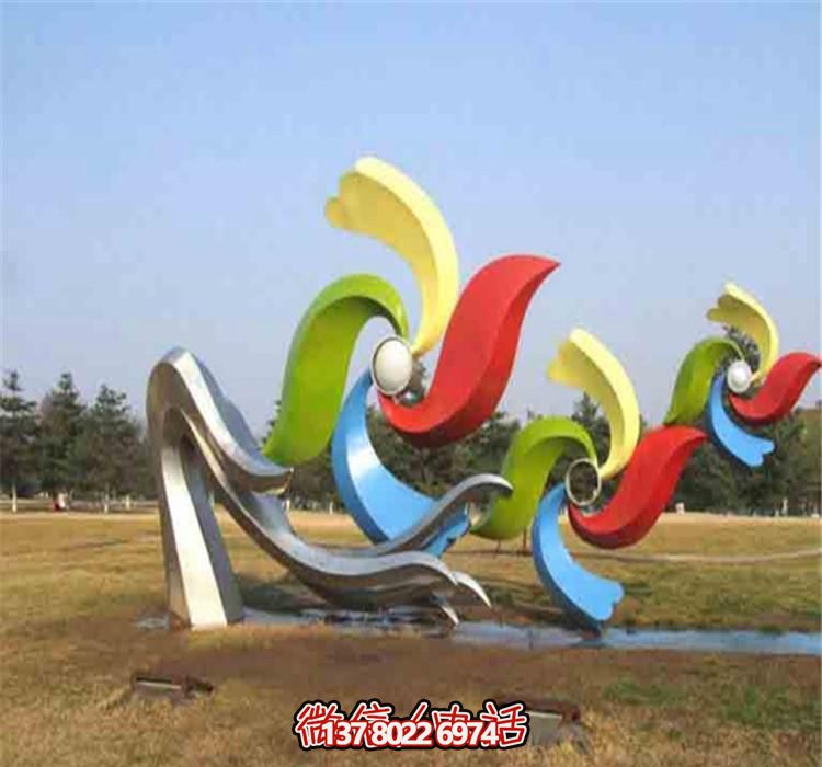 公园大学街边彩绘抽象不锈钢风筝雕塑 公园大学街边彩绘抽象不锈钢风筝雕塑