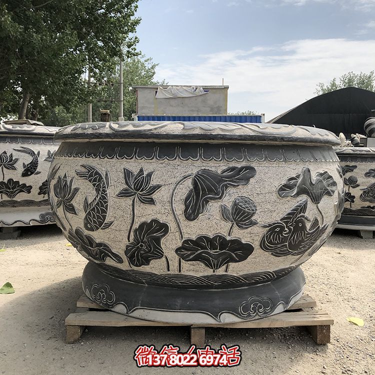 庭院仿古鱼缸户外摆件花盆雕塑 庭院仿古鱼缸户外摆件花盆雕塑