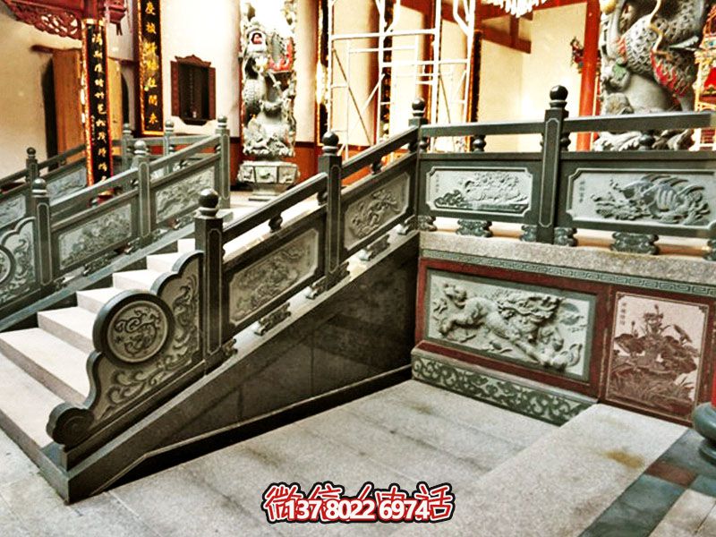 寺院室内台阶扶手仿古青石栏杆 寺院室内台阶扶手仿古青石栏杆