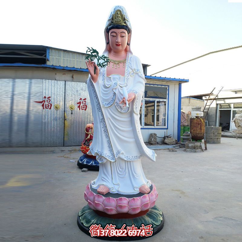 玻璃钢彩绘户外景区滴水观音雕塑 玻璃钢彩绘户外景区滴水观音雕塑