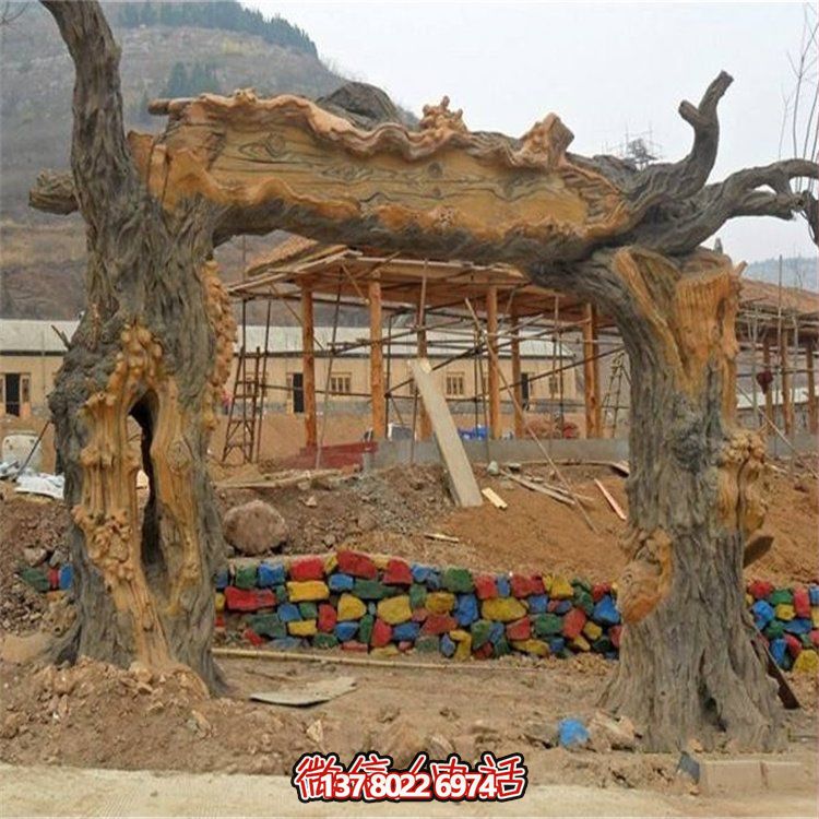 景区公园大型仿真树木景观玻璃钢拱门门头摆件