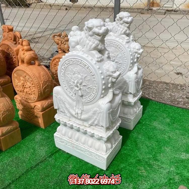 酒店庭院大理石狮子大象门鼓石雕麒麟门鼓