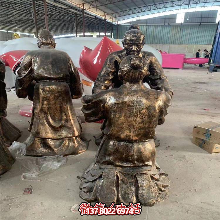 玻璃钢仿铜户外园林景观情景人物雕塑