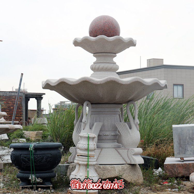 别墅小区大型欧式大理石石雕风水球喷泉雕塑