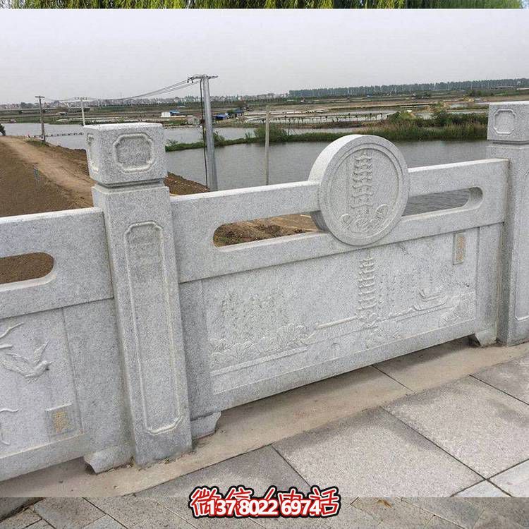 石雕栏板河道装饰大理石雕刻防护栏