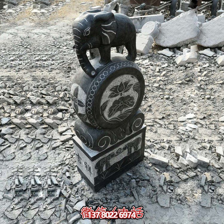 庭院别墅青石石雕浮雕镇宅招财大象抱鼓石