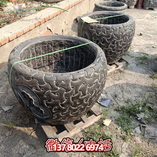 别墅庭院青石石雕浮雕鱼缸雕塑