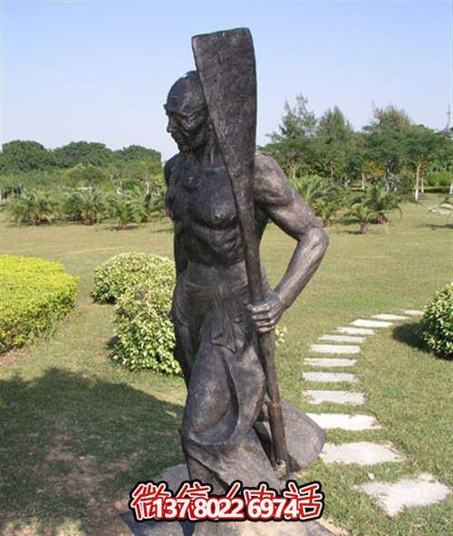 庭院园林渔人文化做旧老人拿浆铜雕塑 庭院园林渔人文化做旧老人拿浆铜雕塑