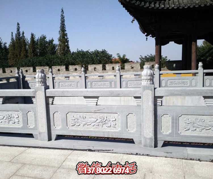 寺院景点户外水池青石防护栏杆 寺院景点户外水池青石防护栏杆