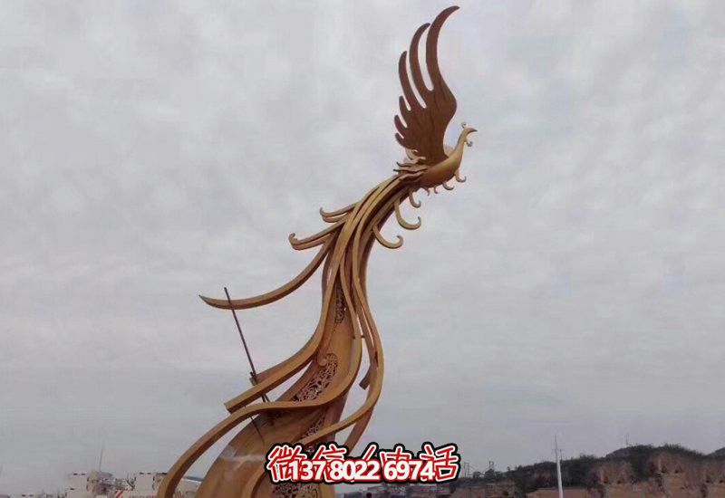公园景区创意不锈钢飞翔的凤凰雕塑 公园景区创意不锈钢飞翔的凤凰雕塑