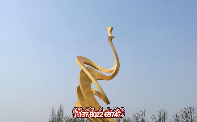 不锈钢抽象喷金烤漆凤凰雕塑 不锈钢抽象喷金烤漆凤凰雕塑