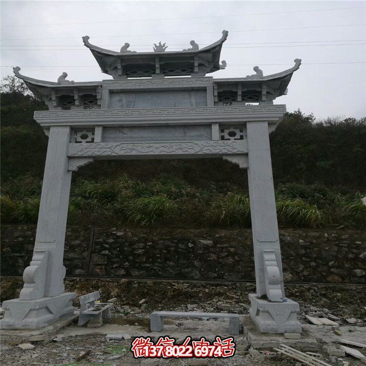 大型石雕户外单门牌坊雕塑