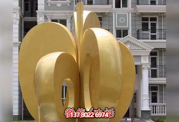 步行街不锈钢大型抽象苹果雕塑