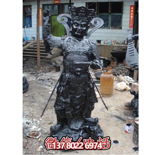 大型寺庙景观玻璃钢彩绘四大天王雕塑