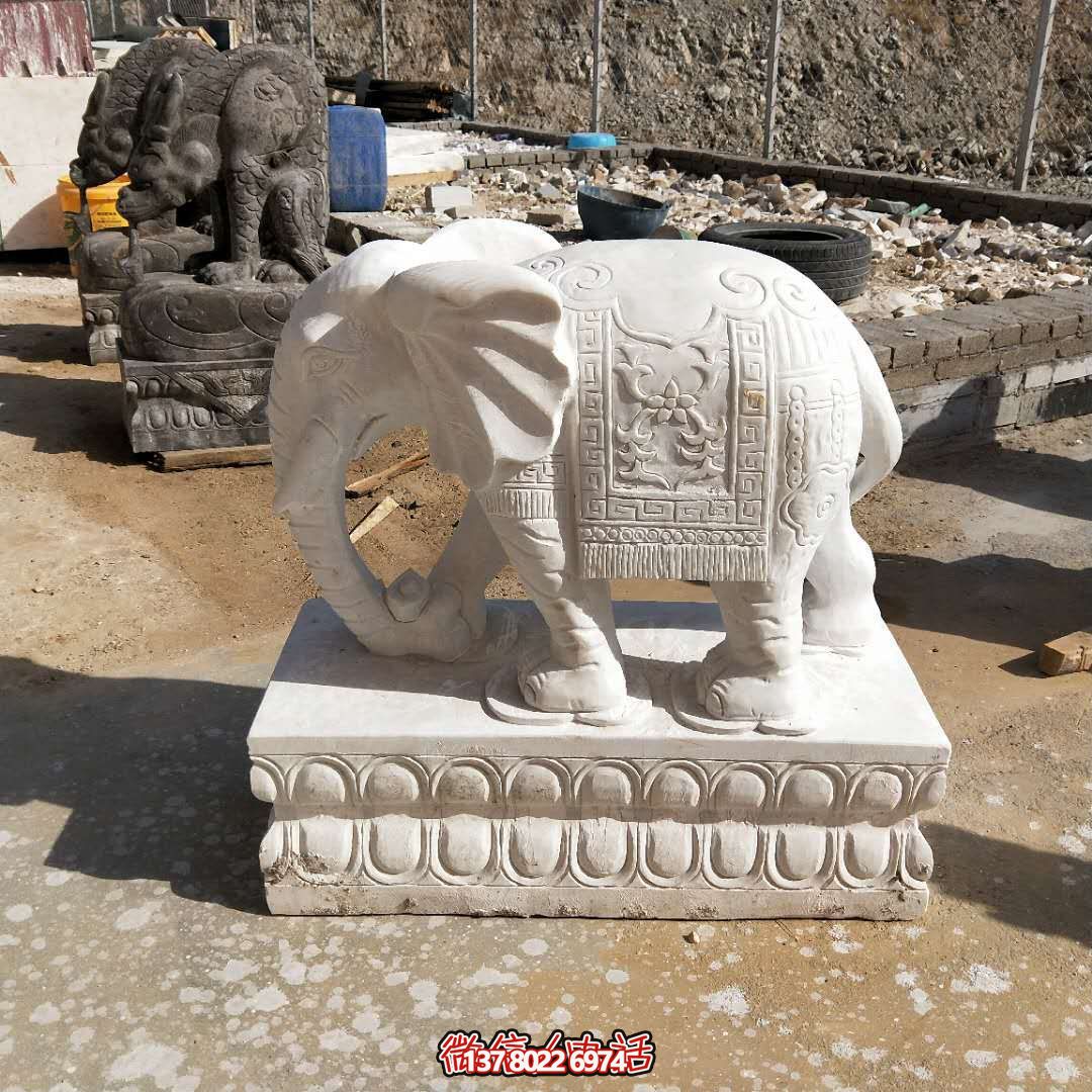 大理石石雕庭院寺庙摆件大象雕塑 大理石石雕庭院寺庙摆件大象雕塑