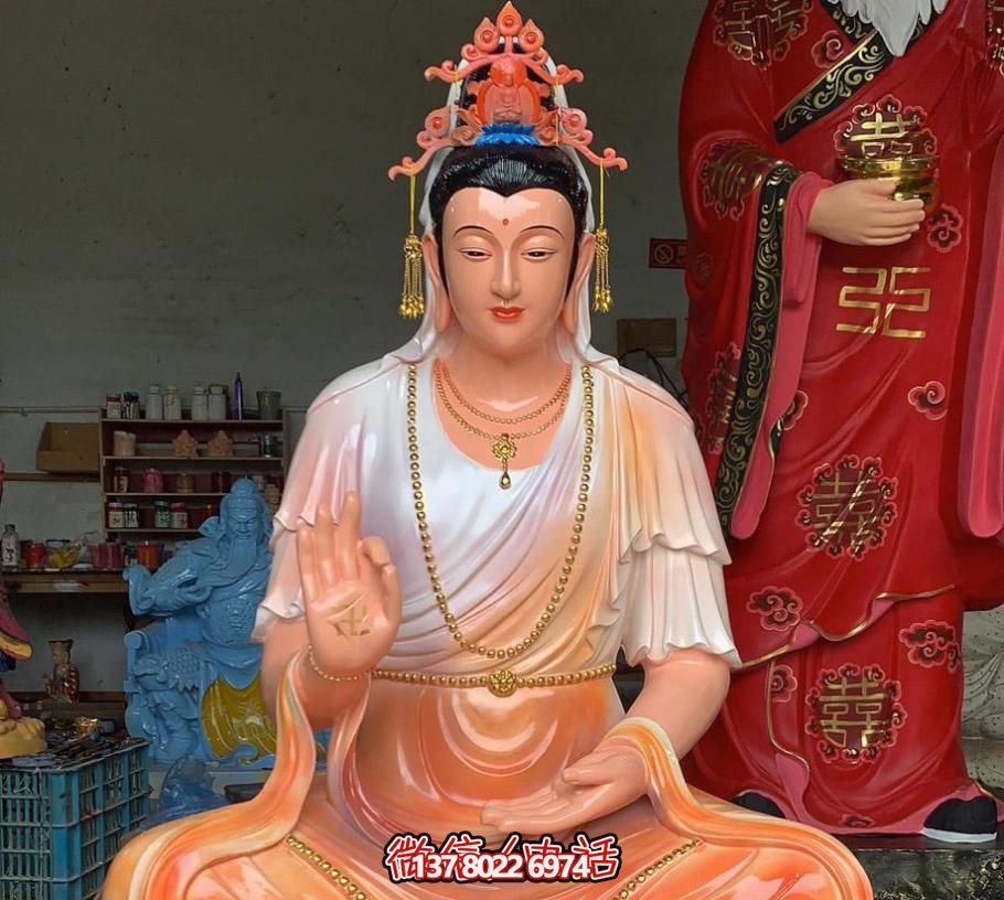 寺庙玻璃钢彩绘大型观音菩萨雕塑 寺庙玻璃钢彩绘大型观音菩萨雕塑