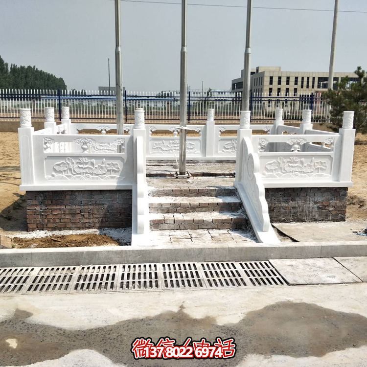 青石围栏石材花岗岩旗台护栏雕塑