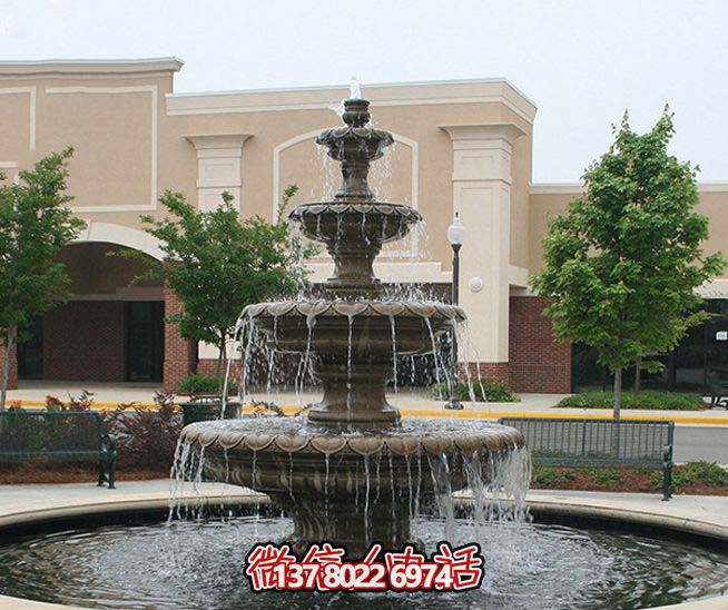 小区别墅景观石雕多层喷泉雕塑