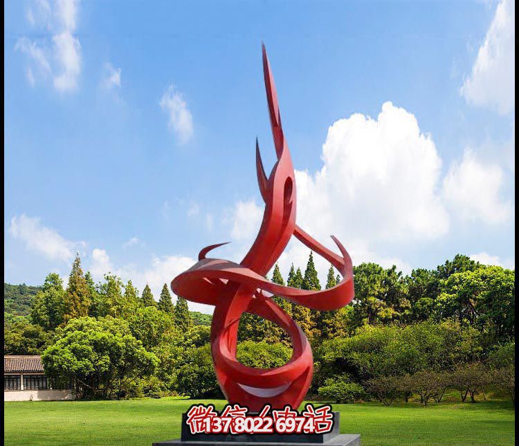 校园景观不锈钢红色创意彩带雕塑 校园景观不锈钢红色创意彩带雕塑