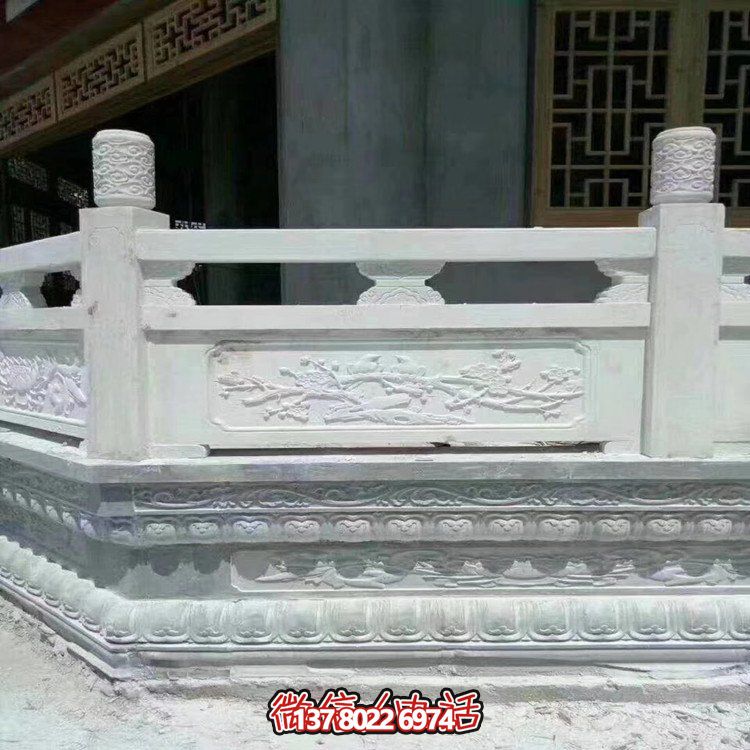 中式仿古石雕汉白玉栏板景点寺庙台阶防护围栏