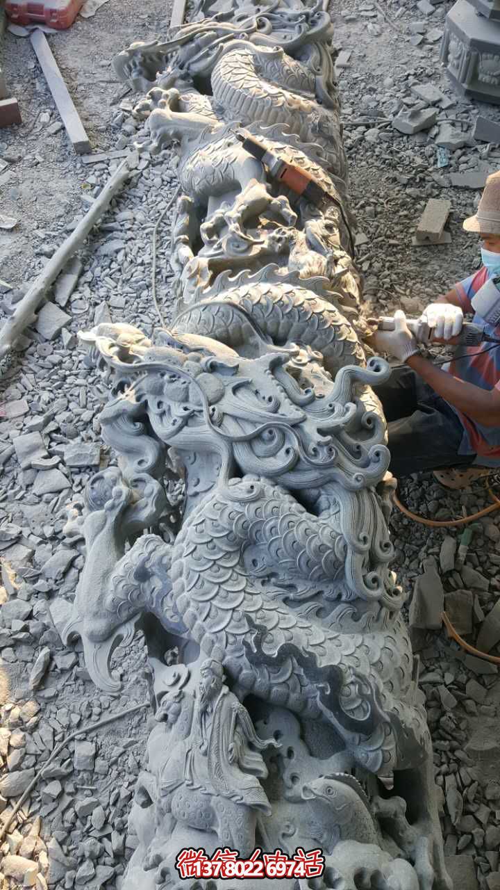 石雕盘龙柱雕刻 石雕盘龙柱雕刻