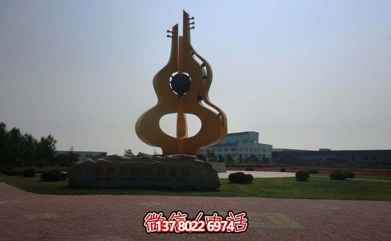 葫芦雕塑-城市不锈钢抽象黄色葫芦雕塑