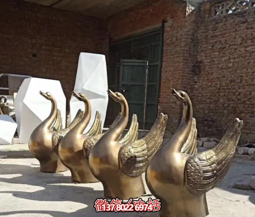 庭院别墅酒店不锈钢铸铜喷金烤漆天鹅雕塑 庭院别墅酒店不锈钢铸铜喷金烤漆天鹅雕塑
