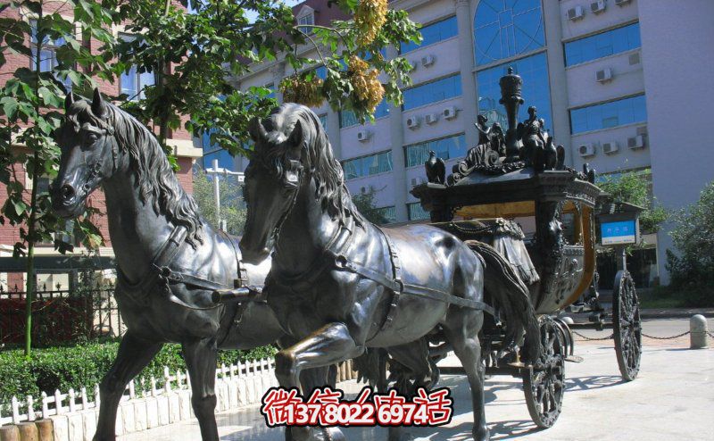 学校景区铸造青铜马车雕塑