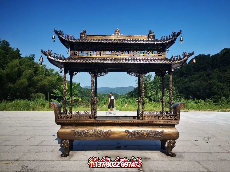 大型寺庙景区摆放二层镂空铸铜浮雕香炉 大型寺庙景区摆放二层镂空铸铜浮雕香炉