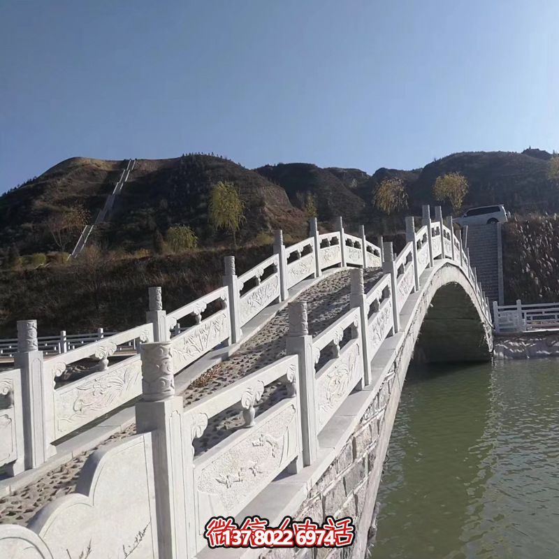 景区汉白玉石拱桥镂空栏杆雕塑 景区汉白玉石拱桥镂空栏杆雕塑