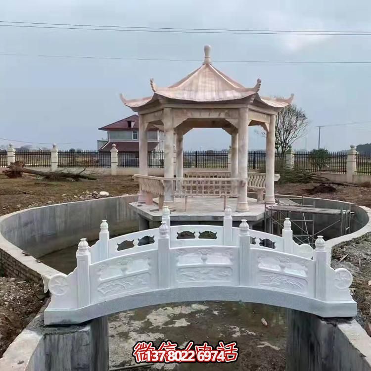 庭院造景水池流水摆放大理石雕刻小石拱桥雕塑