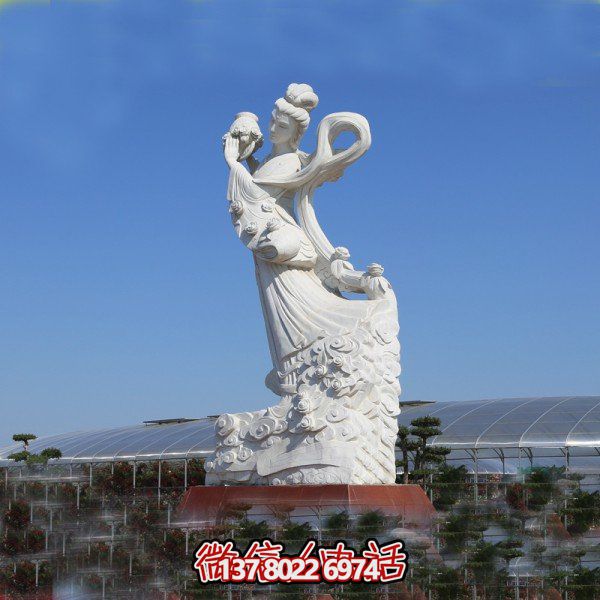 景点摆放汉白玉浮雕花仙子人物雕像