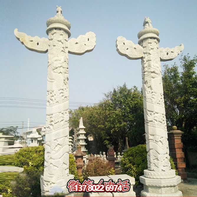 城市广场摆放汉白玉华表石雕塑 城市广场摆放汉白玉华表石雕塑