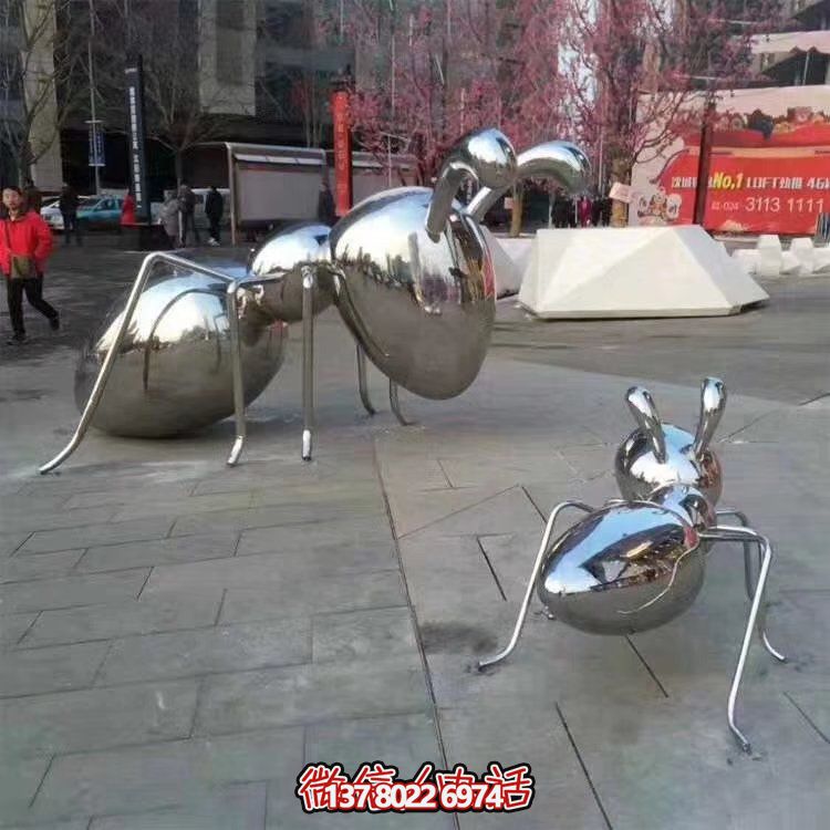 镜面蚂蚁雕塑不锈钢动物大型金属造型摆件城市广场景观雕塑
