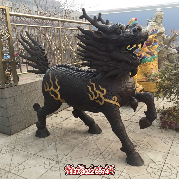 景区大型仿真动物景观不锈钢仿铜麒麟雕塑 景区大型仿真动物景观不锈钢仿铜麒麟雕塑