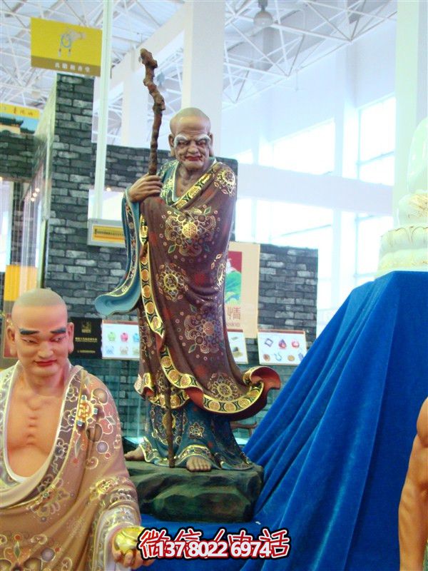寺庙广场大型景观玻璃钢彩绘十八罗汉雕塑 寺庙广场大型景观玻璃钢彩绘十八罗汉雕塑