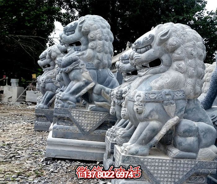 庭院祠堂创意青石石雕抽象狮子雕塑