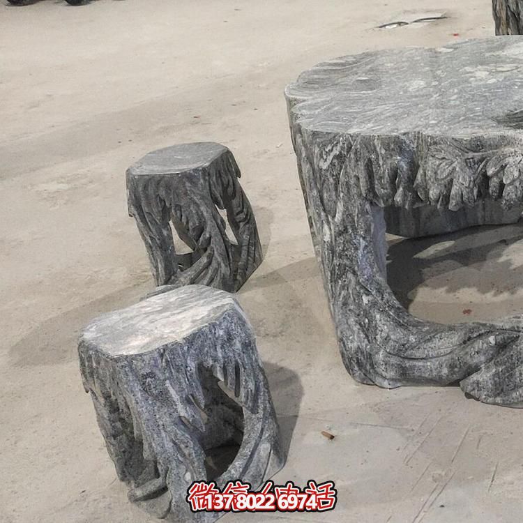 公园庭院大理石雕刻天然石桌凳造型美观大气