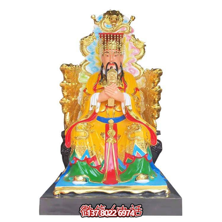 寺庙供奉玻璃钢彩绘玉皇大帝和王母娘娘雕塑