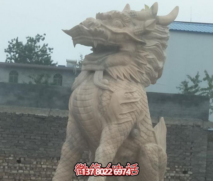 大理石石雕神兽庭院别墅麒麟雕塑 大理石石雕神兽庭院别墅麒麟雕塑