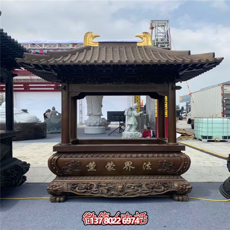 寺院景区长形仿古建筑宝盖香炉 寺院景区长形仿古建筑宝盖香炉