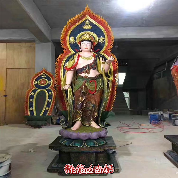寺庙玻璃钢彩绘神佛三圣雕塑 寺庙玻璃钢彩绘神佛三圣雕塑