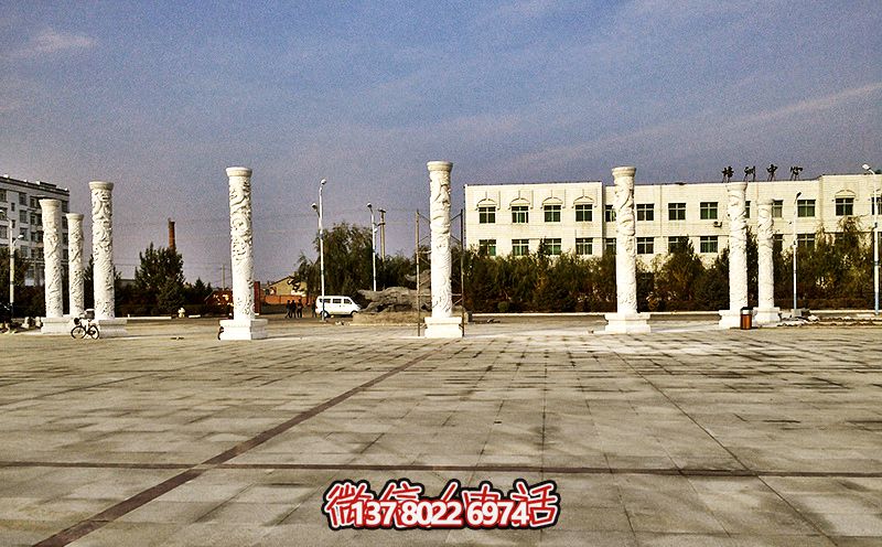 学校广场摆放大理石龙柱摆件 学校广场摆放大理石龙柱摆件