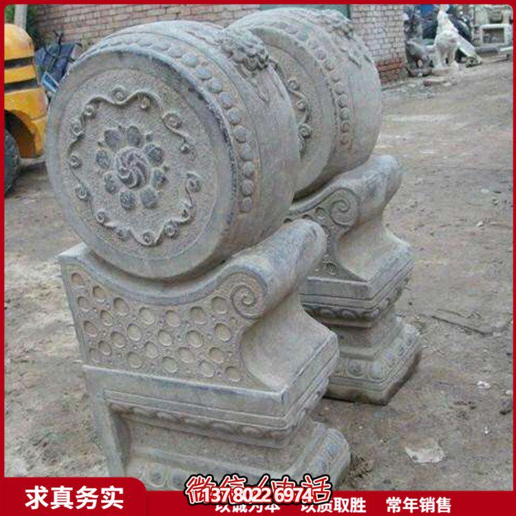 庭院门口门墩青石石雕户外一对抱鼓石雕塑