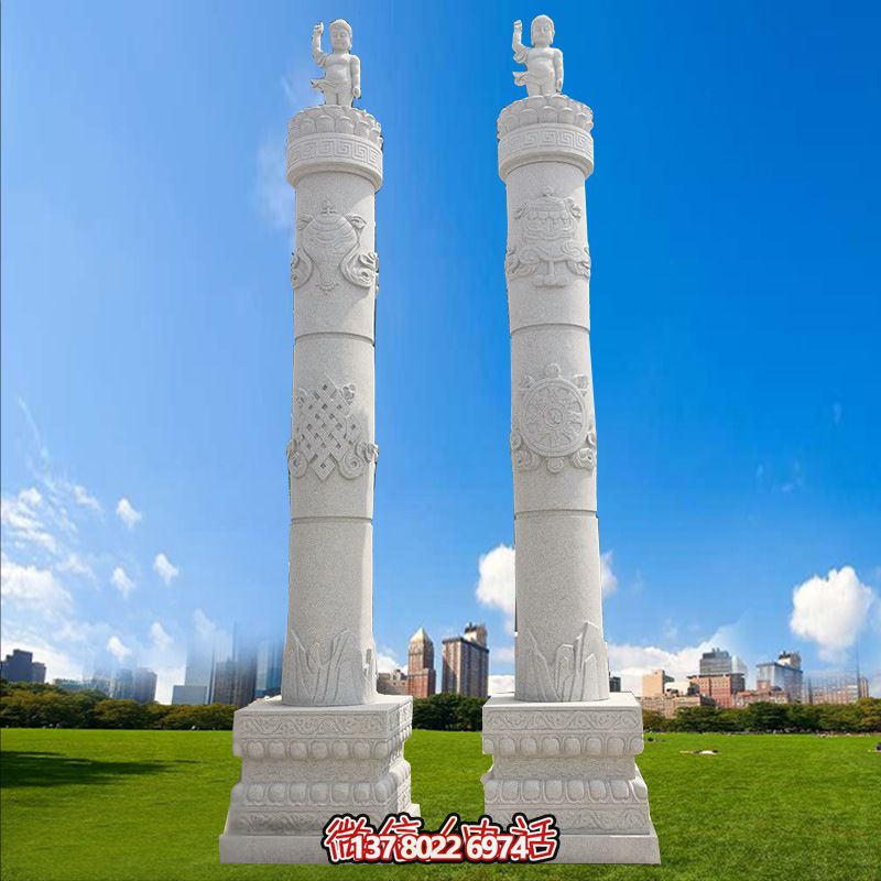 寺院摆放汉白玉山海九龙柱雕龙 寺院摆放汉白玉山海九龙柱雕龙