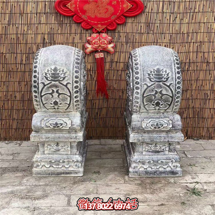 青石仿古抱鼓石，大理石古建大门门墩