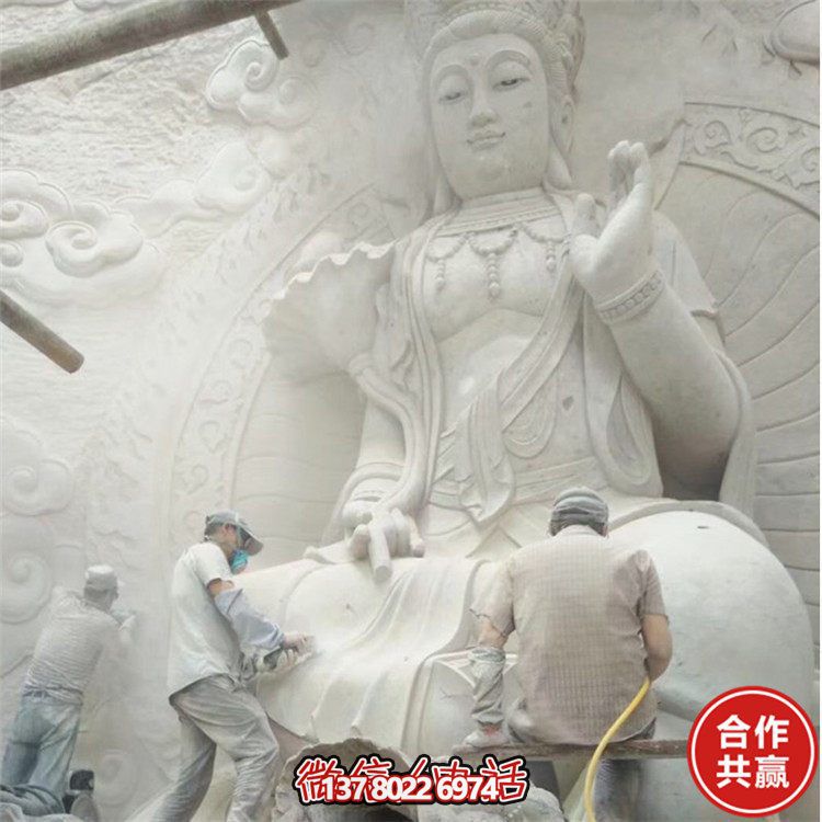 大理石石雕户外景区大型观音雕塑
