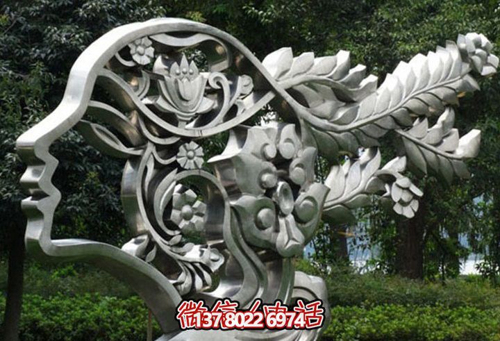 户外不锈钢抽象轮廓美女雕塑 户外不锈钢抽象轮廓美女雕塑