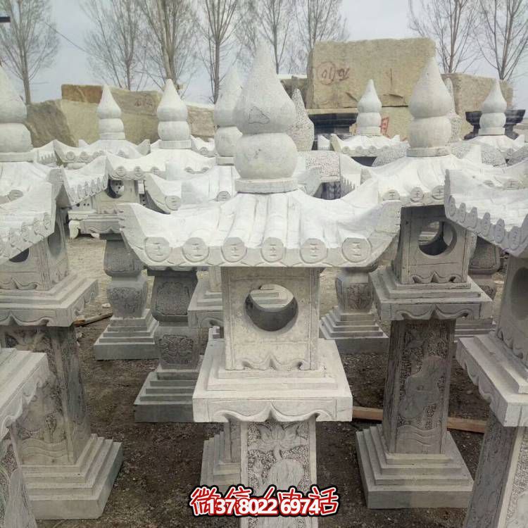 景区寺庙摆放大理石雕刻石灯笼石塔